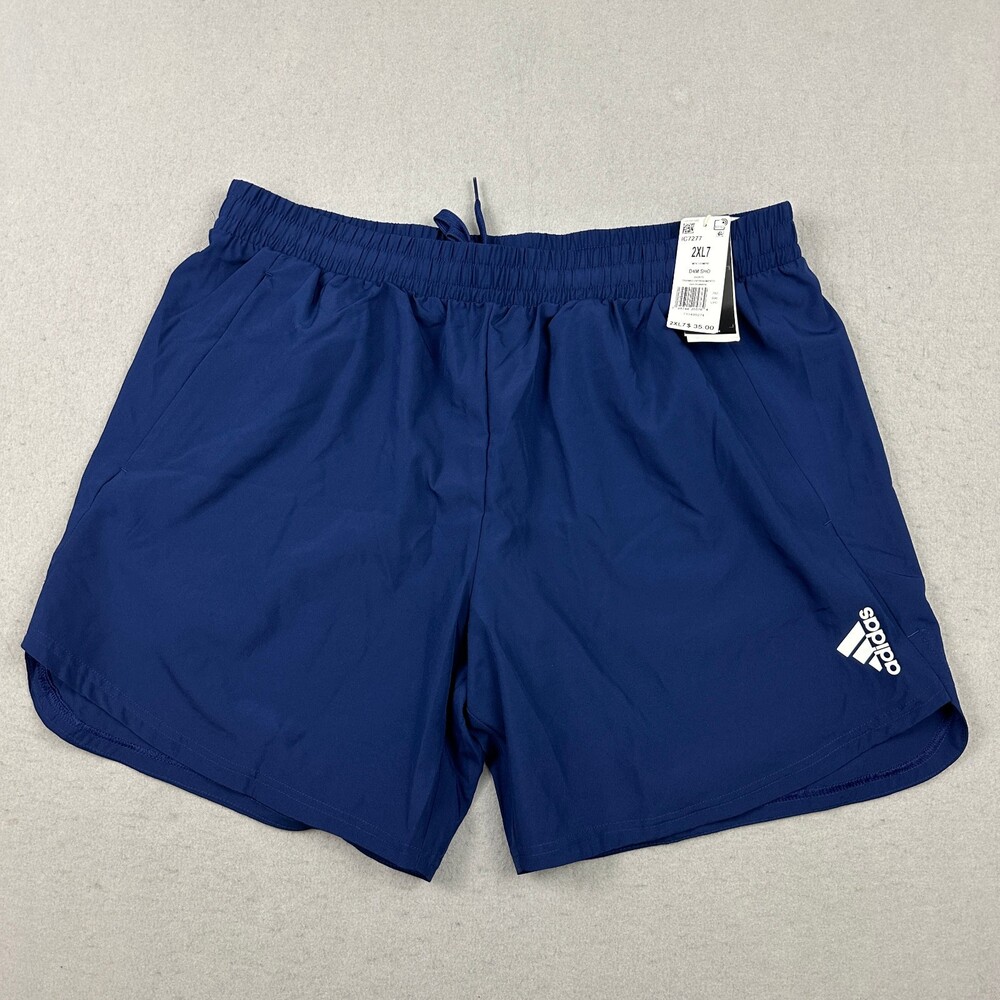 Adidas Shorts Men 2XL Blue Solid Elastic Waist Training Lightweight Gym XXL